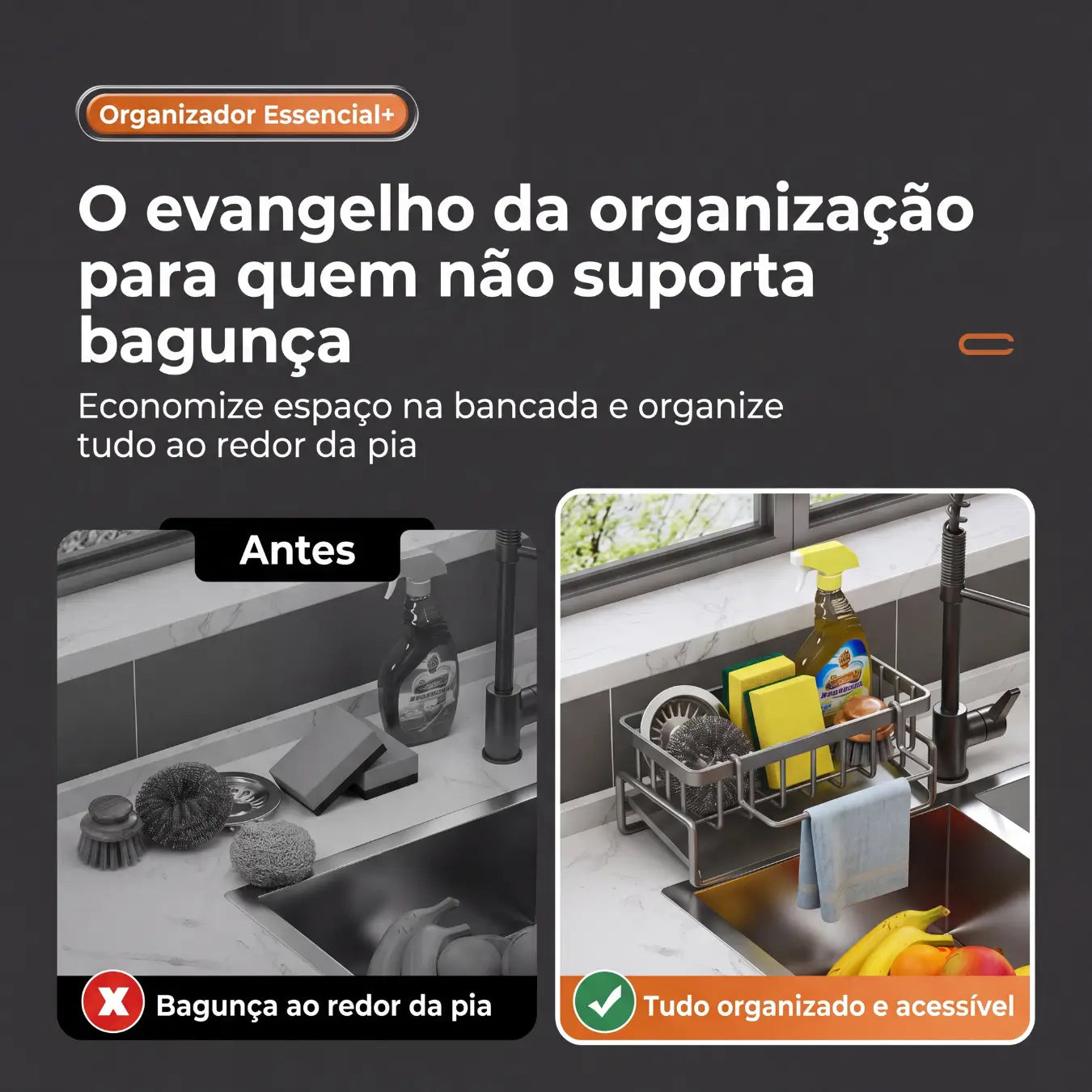 Essencial – Organizador de Pia em Inox